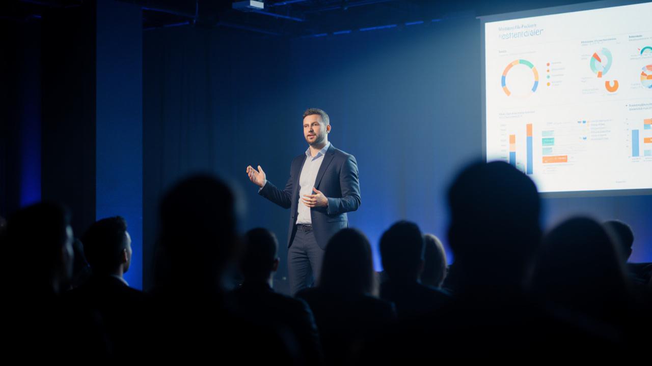 Fondateur de startup pitchant à Paris